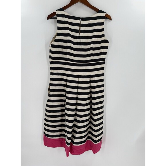 CHANCELLE DRESS BLACK WHITE STRIPED PINK BOTTOM SIZE 8 SLEEVELESS DRESS - Picture 6 of 9